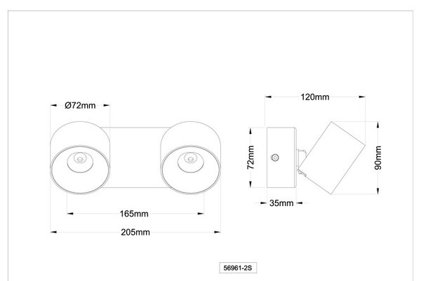 Globo 56961-2S LED bodové stropné svietidlo RAE | 6W integrovaný LED zdroj | 480lm | 3000K
