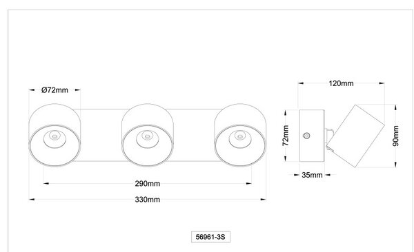 Globo 56961-3S LED bodové stropné svietidlo RAE | 6W integrovaný LED zdroj | 480lm | 3000K