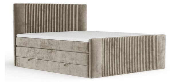 Svetlohnedá boxspring posteľ s úložným priestorom 140x200 cm Bergamo – Maison de Rêve