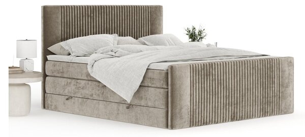 Svetlohnedá boxspring posteľ s úložným priestorom 140x200 cm Bergamo – Maison de Rêve