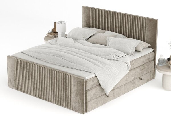 Svetlohnedá boxspring posteľ s úložným priestorom 140x200 cm Bergamo – Maison de Rêve