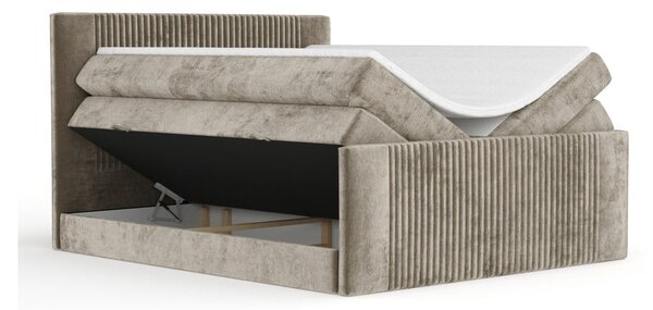 Svetlohnedá boxspring posteľ s úložným priestorom 140x200 cm Bergamo – Maison de Rêve