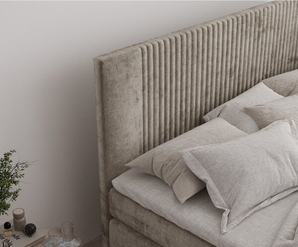 Svetlohnedá boxspring posteľ s úložným priestorom 140x200 cm Bergamo – Maison de Rêve