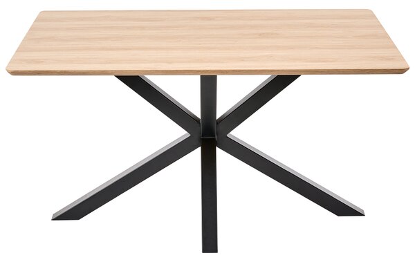 Jedálenský stôl vrchná doska zo svetlého dreva 140 x 90 cm čierne kovové nohy 4-miestny obdĺžnikový tvar moderný industriálny štýl