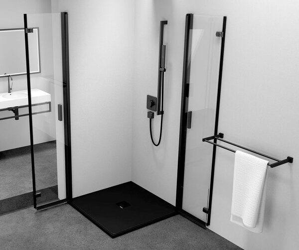 Polysan Polysan, ZOOM BLACK štvorcová sprchová zástena 700x700mm, rohový vstup, ZL4715BL-02