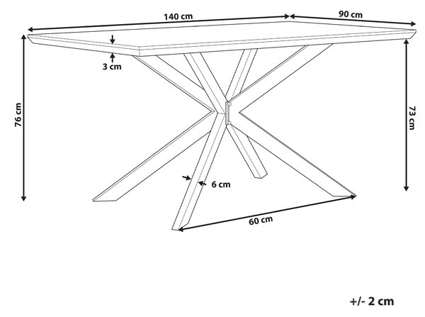 Jedálenský stôl vrchná doska z tmavého dreva 140 x 90 cm čierne kovové nohy 4-miestny obdĺžnikový tvar moderný industriálny štýl