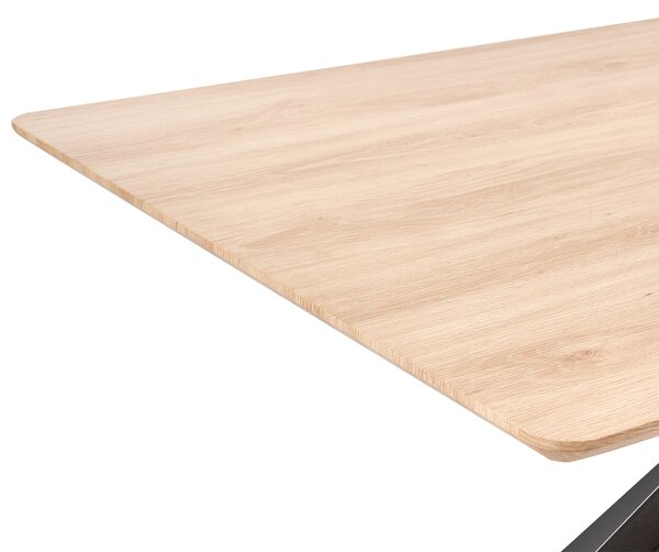 Jedálenský stôl vrchná doska zo svetlého dreva 140 x 90 cm čierne kovové nohy 4-miestny obdĺžnikový tvar moderný industriálny štýl