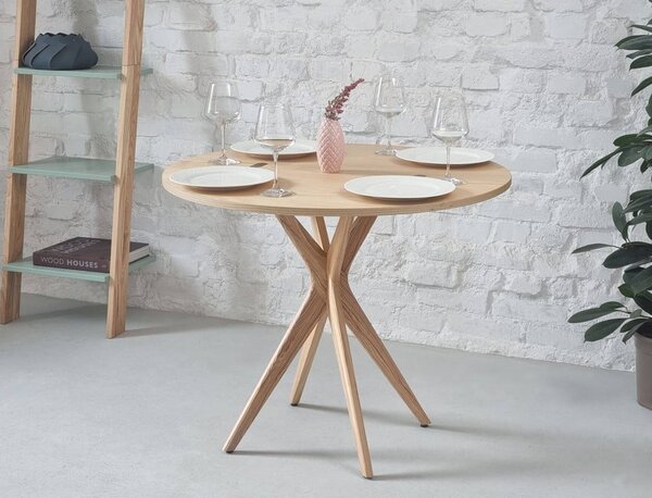 Okrúhly rozkladací jedálenský stôl s doskou v dekore jaseňového dreva 45x90 cm Jubi – Ragaba