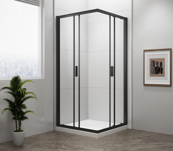 Polysan Polysan, EASY BLACK štvorcová sprchová zástena 800x800mm, číre sklo, EL5215B