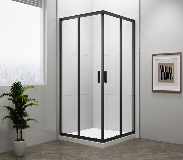 Polysan Polysan, EASY BLACK štvorcová sprchová zástena 800x800mm, číre sklo, EL5215B