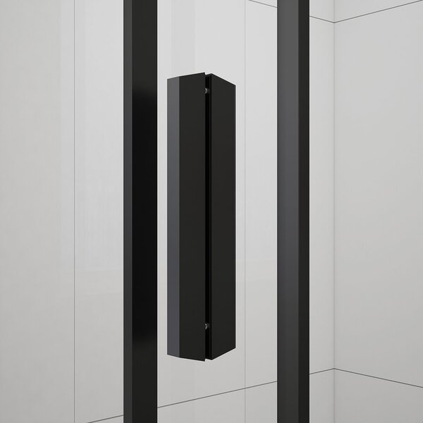 Polysan Polysan, EASY BLACK štvrťkruhová sprchová zástena 800x800mm, L/R, číre sklo, EL2515B