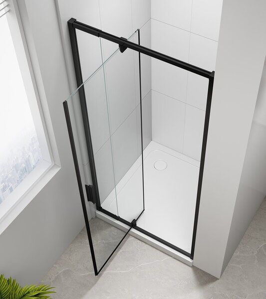 Polysan Polysan, EASY BLACK otočné sprchové dvere 760-900mm, číre sklo, EL1615B