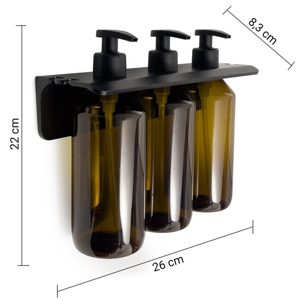 Gedy Gedy, GROUPER trojitý závesný dávkovač mydla, 3x500ml, hnedý, 2160