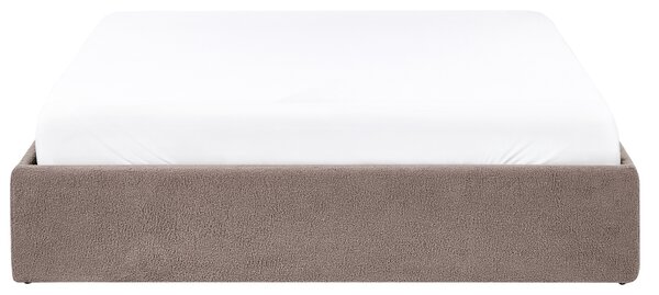 Posteľ s úložným priestorom sivobéžová buklé 160 x 200 cm čalúnený rám postele s roštom moderný dizajn