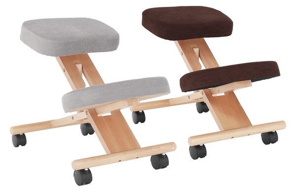 KONDELA Ergonomická kľakačka, sivohnedá Taupe/buk, FLONET