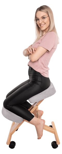 KONDELA Ergonomická kľakačka, sivohnedá Taupe/buk, FLONET