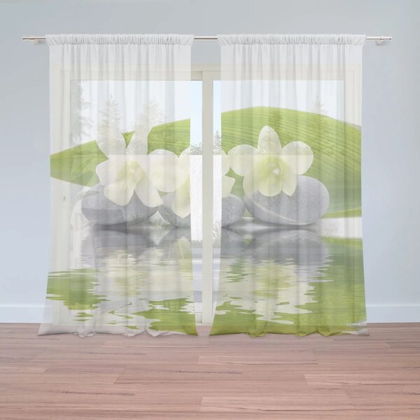 Sablio Záclony Biela orchidea: 2ks 150x250cm