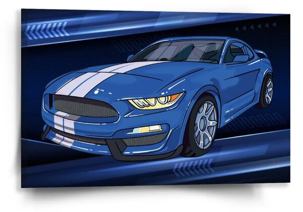 Sablio Obraz Mustang Modré pozadie s pruhmi - 60x40 cm