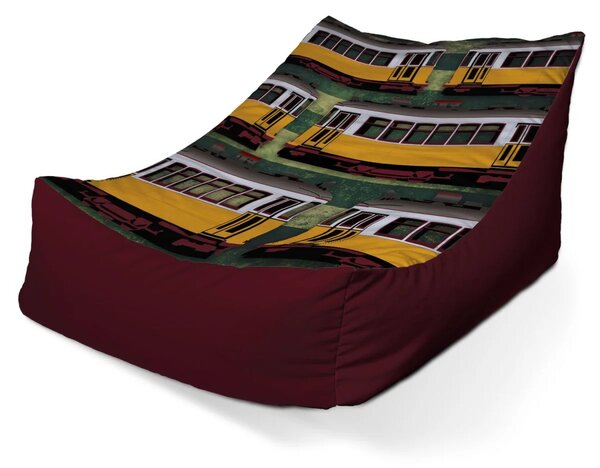 Sablio Sedací vak Lounge Lisabonské historické električky Zelený Pattern - 80 x 95 x 50 cm