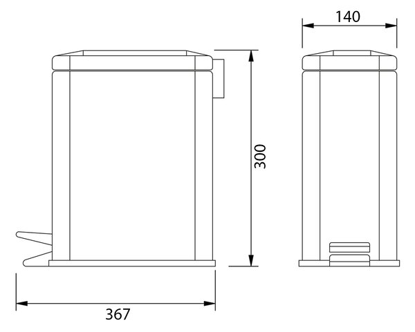 Aqualine Aqualine, SIMPLE LINE odpadkový kôš obdĺžnikový 5 l, nerez lesk, GAQ005