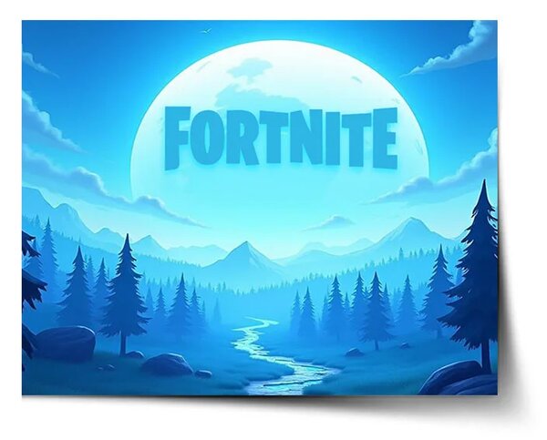 Sablio Plagát FORTNITE Modré údolie s mesiacom - 60x40 cm