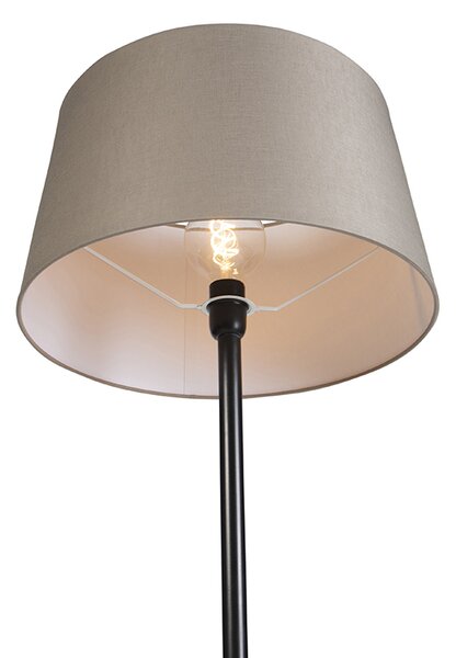 Stojaca lampa čierna s tienidlom z ľanu taupe 45 cm - Simplo