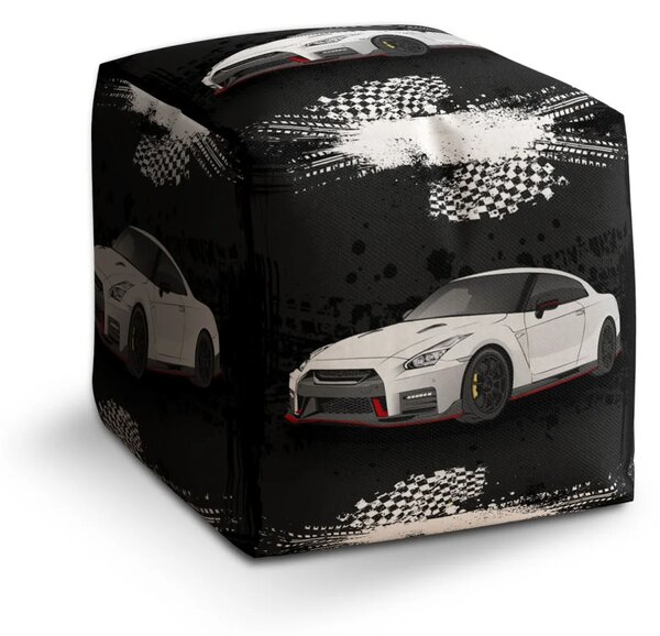 Sablio Taburet Cube Nissan GTR 35 Čierny - 40x40x40 cm
