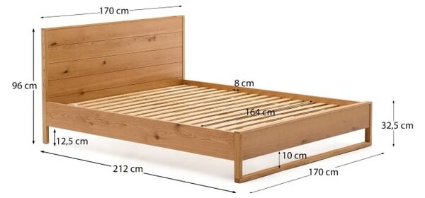 Dvojlôžková posteľ z dubového dreva s roštom 160x200 cm v prírodnej farbe Alguema – Kave Home