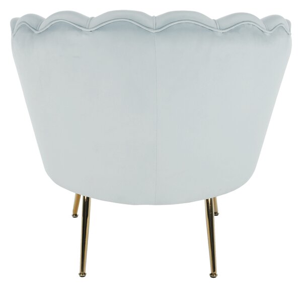 KONDELA Kreslo v štýle Art-deco, sivomodrá Velvet látka/gold chróm-zlatý, NOBLIN