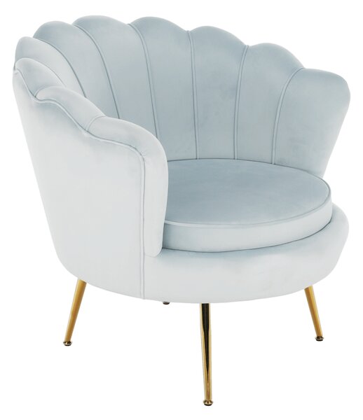 KONDELA Kreslo v štýle Art-deco, sivomodrá Velvet látka/gold chróm-zlatý, NOBLIN