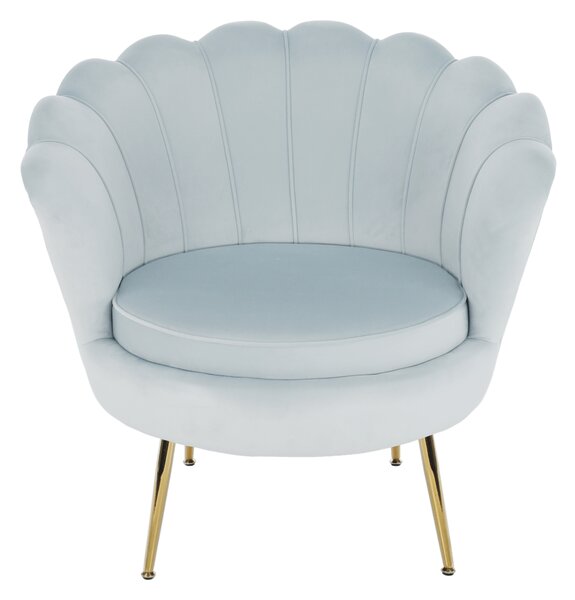 KONDELA Kreslo v štýle Art-deco, sivomodrá Velvet látka/gold chróm-zlatý, NOBLIN