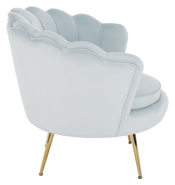 KONDELA Kreslo v štýle Art-deco, sivomodrá Velvet látka/gold chróm-zlatý, NOBLIN