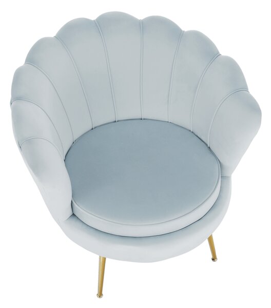 KONDELA Kreslo v štýle Art-deco, sivomodrá Velvet látka/gold chróm-zlatý, NOBLIN