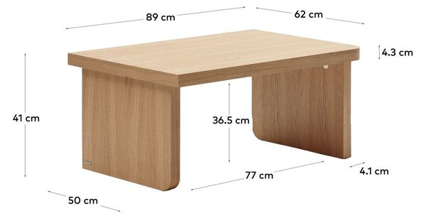 Konferenčný stolík v dekore duba v prírodnej farbe 89x62 cm Oaq – Kave Home