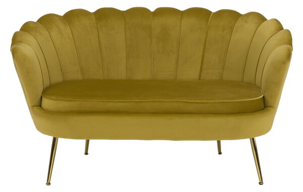 KONDELA Lavica v štýle Art-deco, horčicová Velvet látka/gold chróm-zlatý, NOBLIN