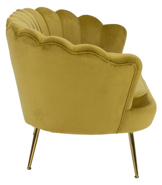 KONDELA Lavica v štýle Art-deco, horčicová Velvet látka/gold chróm-zlatý, NOBLIN