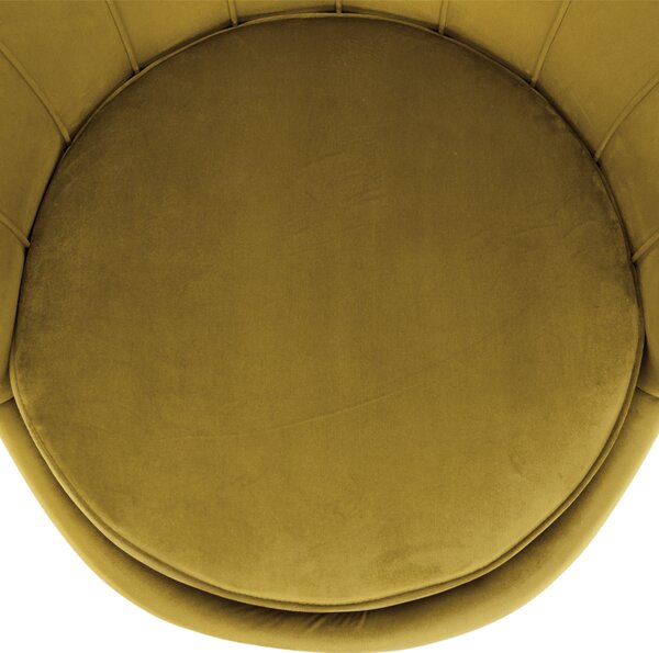 KONDELA Kreslo v štýle Art-deco, horčicová Velvet látka/gold chróm-zlatý, NOBLIN