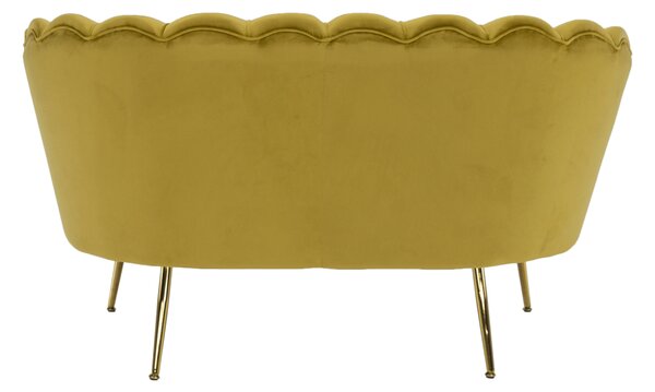 KONDELA Lavica v štýle Art-deco, horčicová Velvet látka/gold chróm-zlatý, NOBLIN