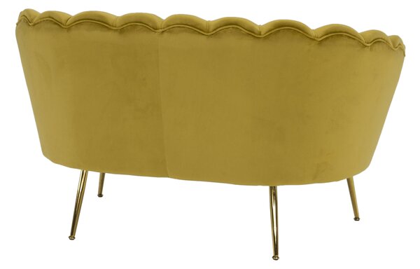 KONDELA Lavica v štýle Art-deco, horčicová Velvet látka/gold chróm-zlatý, NOBLIN