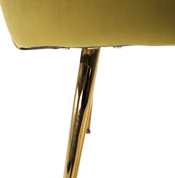 KONDELA Kreslo v štýle Art-deco, horčicová Velvet látka/gold chróm-zlatý, NOBLIN