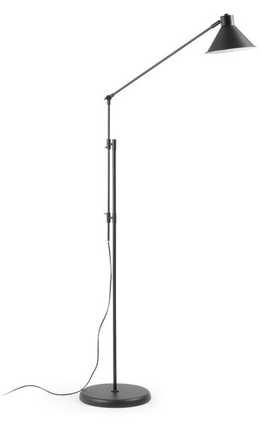 Čierna stojacia lampa s kovovým tienidlom (výška 220 cm) Dione – Kave Home