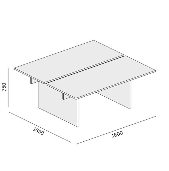 Stôl double SOLID, 180x165 cm, biela