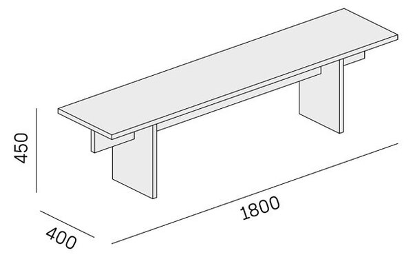 Lavica SOLID, 1800 x 400 x 443 mm, orech