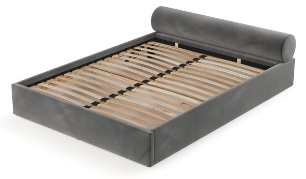 Tmavosivá čalúnená dvojlôžková posteľ s úložným priestorom s roštom 160x200 cm Solvo – Maison de Rêve
