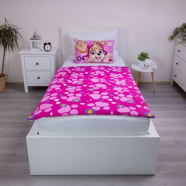 Ružové bavlnené detské obliečky do postieľky 100x135 cm Paw Patrol "Pawsome friendships grow" – Jerry Fabrics