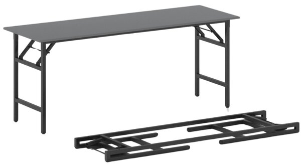 Konferenčný stôl FAST READY, 170x50 cm, čierna podnož, grafit