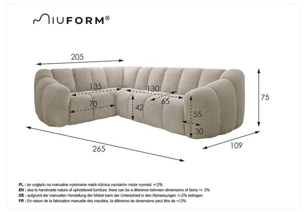 Terakotová rohová pohovka (ľavý roh/do L) Shell – Miuform