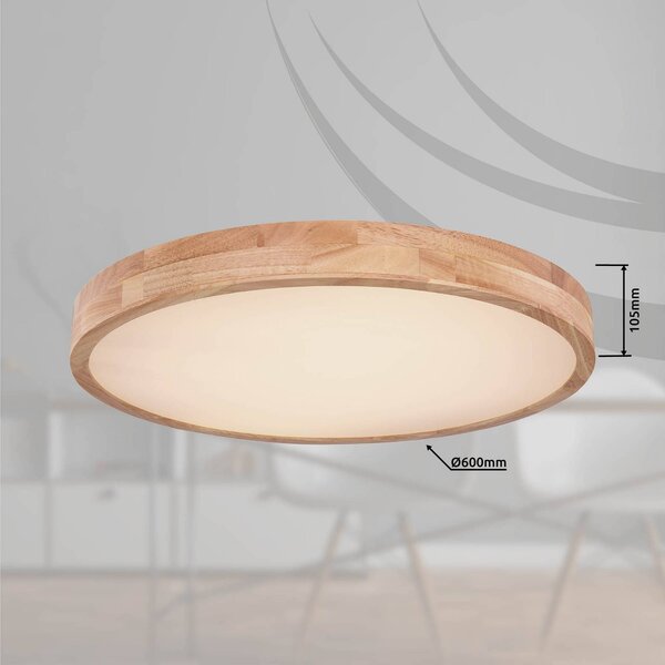 Rainer LED stropné svietidlo, Ø 60 cm, efekt dreva, kov,, Tmavé drevo, Obývacia izba / jedáleň, kov, Závesné svietidlo