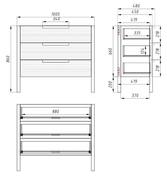 Komoda dub Barcelona 3Z - Šírka 100 cm