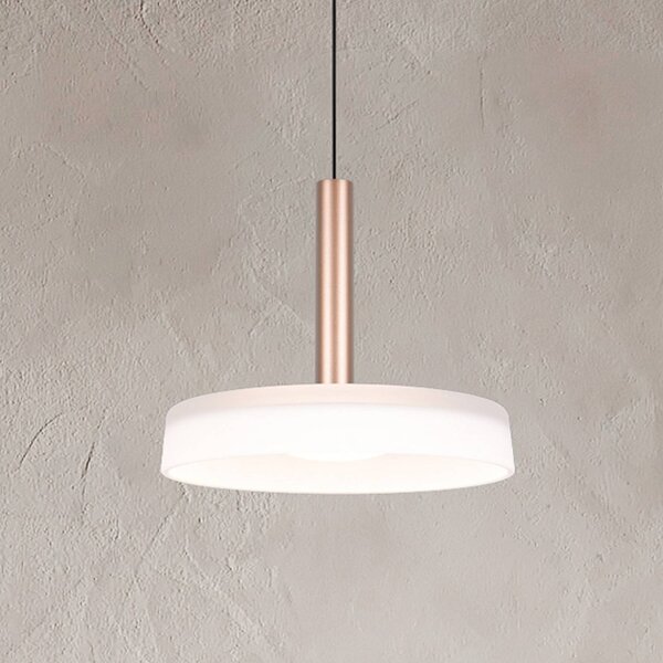Závesné svietidlo LED Celeste, biela/hnedá, Ø 22 cm, sklo, stmievateľné, Biela / opálová, Obývacia izba / jedáleň, Sklo, Moderný, Závesné svietidlo